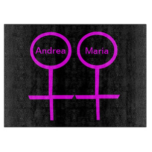 Lesbische Liebhaber individualisierbarer Glasschne Schneidebrett