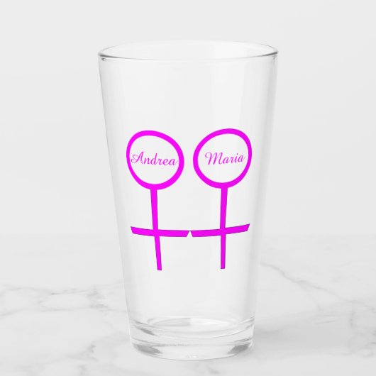 Lesbische Liebhaber Personalisiert Glas (Vorderseite)