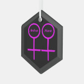 Lesbische Liebhaber Personalisiert Ornament Aus Glas (Vorderseite Links)