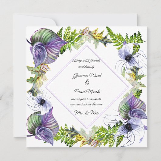 Lesbische Lila Clematis und Blätter (Vorderseite)