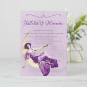 Lesbische Lila Vintage Wedding Einladung (Stehend Vorderseite)