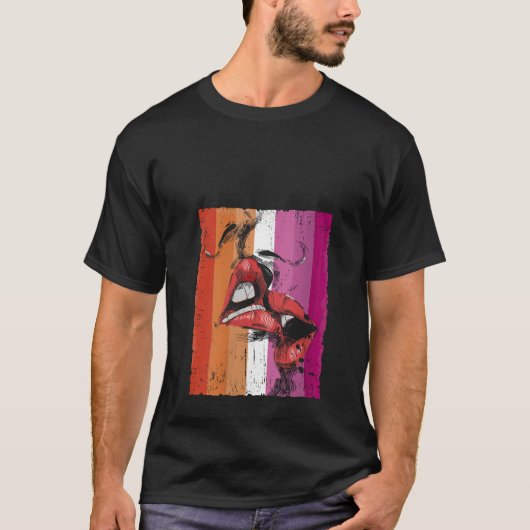 Lesbische Lippen Küssen Lesben Flagge Pride LGBTQ  T-Shirt (Vorderseite)