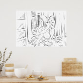 Lesbische Lust Line Art Poster (Küche)