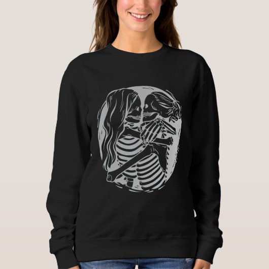 Lesbische Paare LGBTQ Pride Skeletons Kissing Vale Sweatshirt (Vorderseite)
