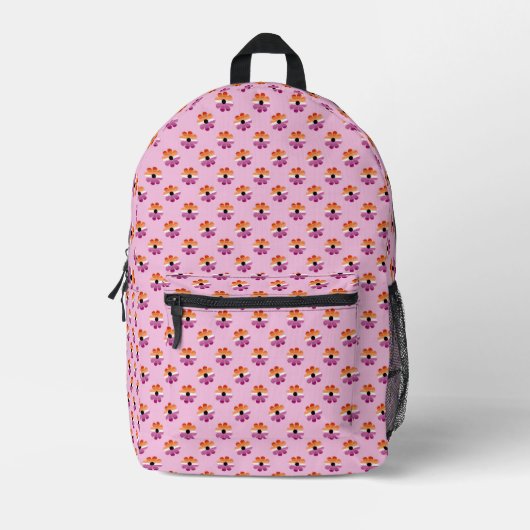 Lesbische Pride Blume Muster LGBTQIA Preis 2024 Bedruckter Rucksack (Vorderseite)