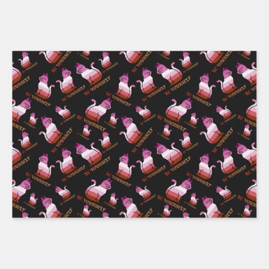 Lesbische Pride Cat - Seien Sie sich selbst Geschenkpapier Set (Vorderseite)