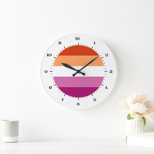 Lesbische Pride Flag Große Uhr (Zuhause)