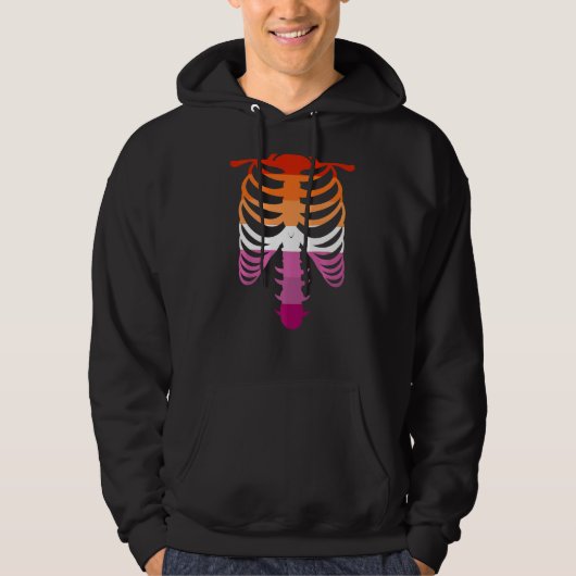 Lesbische Pride Flag Skeleton Lesbian Hoodie (Vorderseite)