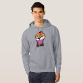 Lesbische Protestfaust Hoodie (Vorne ganz)