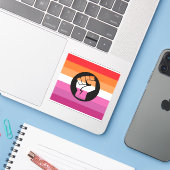 Lesbische Protestflagge Aufkleber (Laptop mit iPhone)