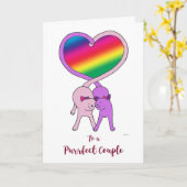 Lesbische Purfect Couple Anniversary Rainbow Cats Karte (Gelbe Blume)