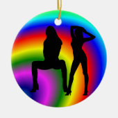 Lesbische Regenbogen-Weihnachtsverzierung Keramikornament (Vorne)