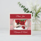 Lesbische Rote Rosen Hochzeit Zivile Gewerkschaft Einladung (Stehend Vorderseite)