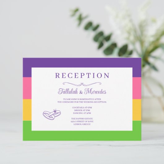 Lesbische Saphic Flag Hochzeitskarten Einladung (Stehend Vorderseite)