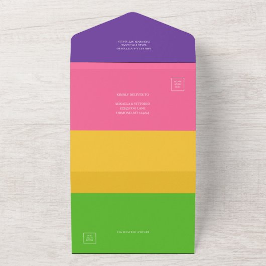 Lesbische Sapphic Flag Hochzeit All In One Einladung (Außenbereich)