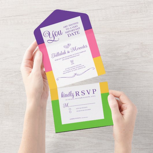 Lesbische Sapphic Flag Hochzeit All In One Einladung (Abreißen)