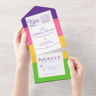 Lesbische Sapphic Flag Hochzeit All In One Einladung