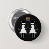 Lesbische Silhouette Brides mit Regenbogenherz Button (Vorne & Hinten)
