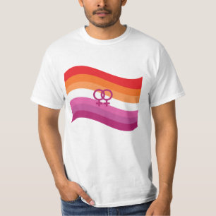Lesbische Sonnenuntergangs-Liebes-Pride-Wellenflag T-Shirt