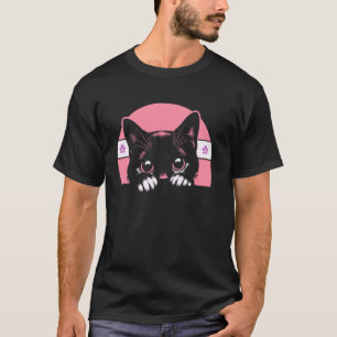 Lesbische spähende Katze Süße Pride-Flagge Retro-A T-Shirt