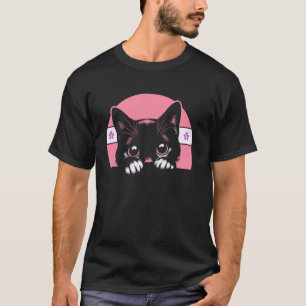 Lesbische spähende Katze Süße Pride-Flagge Retro-A T-Shirt