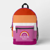 Lesbische Stolperflagge und Regenbogen mit einem b Bedruckter Rucksack (Vorderseite)