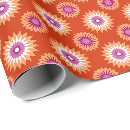 Lesbische Stolzfarben / orange Blume Geschenkpapier (Rolleneckpunkt)