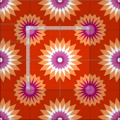 Lesbische Stolzfarben /orange Blume Muster Stoff (Kachel)