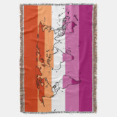 Lesbische Stolzflagge mit Weltkarte Decke (Vorderseite Vertikal)