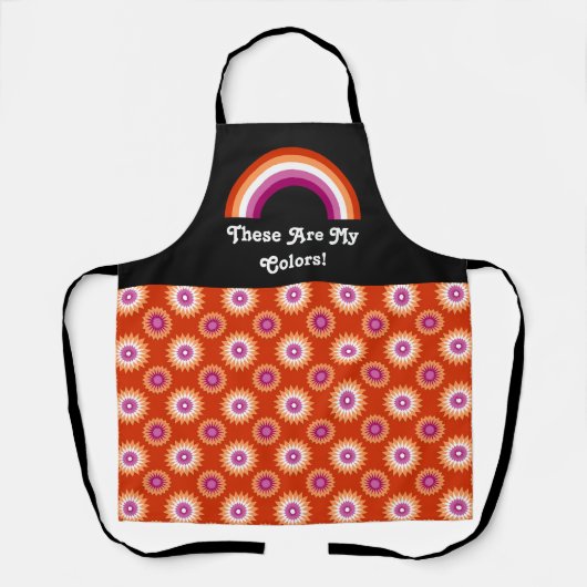 Lesbische Stolzflagge und Regenbogen mit Text Schürze (Vorderseite)