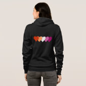 Lesbische Stolzherzen Hoodie (Schwarz voll)
