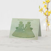 Lesbische Verlobung Herzlichen Glückwunsch - Minze Karte (Gelbe Blume)