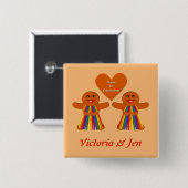 Lesbische Weihnachtsgingerbrot Ladys Couple Custom Button (Vorne & Hinten)
