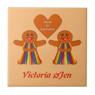 Lesbische Weihnachtsgingerbrot Ladys Couple Custom Fliese