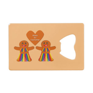 Lesbische Weihnachtsgingerbrot Ladys Couple Custom Geldbeutel Flaschenöffner