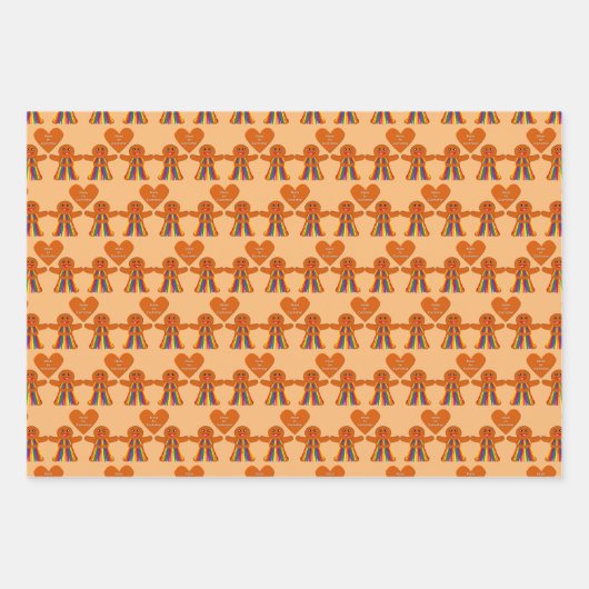 Lesbische Weihnachtsgingerbrot Ladys Couple Custom Geschenkpapier Set (Vorderseite 3)