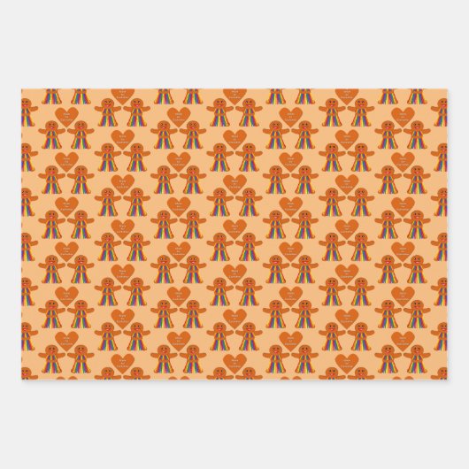 Lesbische Weihnachtsgingerbrot Ladys Couple Custom Geschenkpapier Set (Vorderseite)