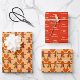 Lesbische Weihnachtsgingerbrot Ladys Couple Custom Geschenkpapier Set