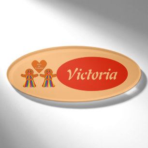 Lesbische Weihnachtsgingerbrot Ladys Couple Custom Namenschild