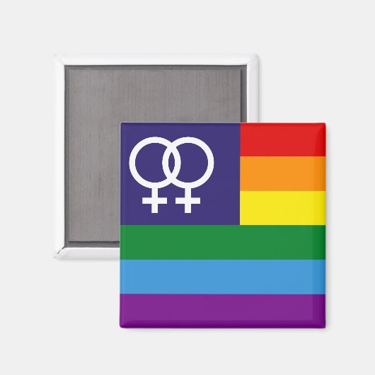 Lesbischer Doppel-Venus-Regenbogen-Pride Magnet (Vorderseite/Rückseite)