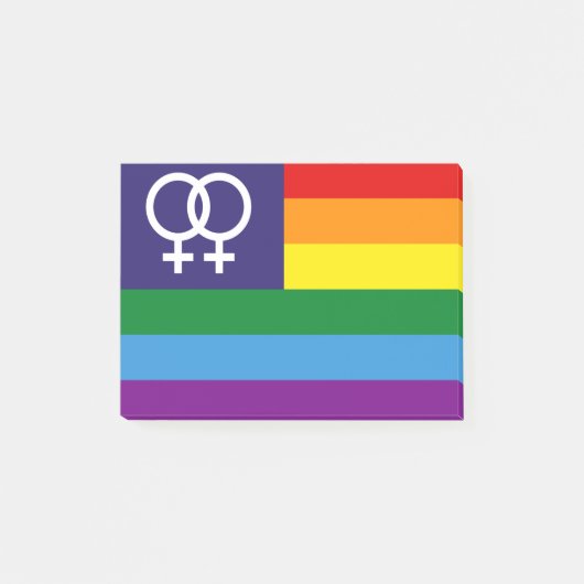 Lesbischer Doppel-Venus-Regenbogen-Pride Post-it Klebezettel (Vorderseite)