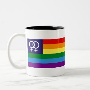 Lesbischer Doppel-Venus-Regenbogen-Pride Zweifarbige Tasse