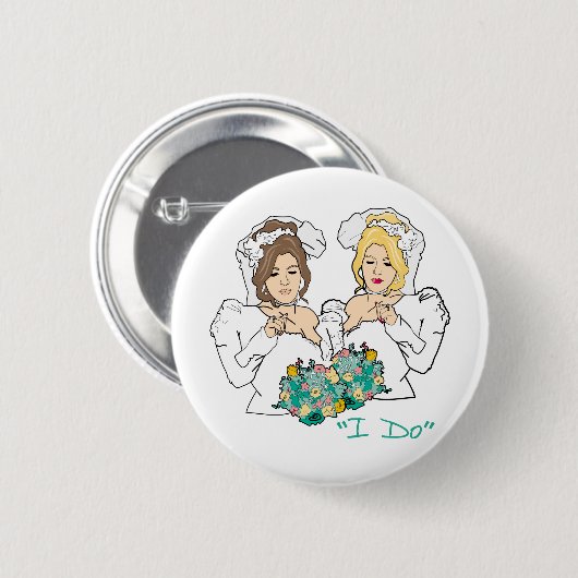 Lesbischer Hochzeitsknopf Button (Vorne & Hinten)