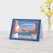 Lesbischer Hochzeitstag auf dem Strand Karte (Gelbe Blume)