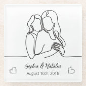 Lesbischer Jubiläum Elegante Personalisierte Linie Glasuntersetzer (Vorderseite)