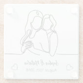 Lesbischer Jubiläum Elegante Personalisierte Linie Glasuntersetzer (Rückseite)