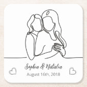 Lesbischer Jubiläum Elegante Personalisierte Linie Rechteckiger Pappuntersetzer (Vorderseite)