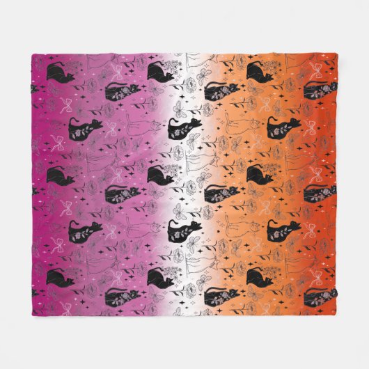 Lesbischer Pride Black Cat - Mystische Hexerei Fleecedecke (Vorderseite (Horizontal))