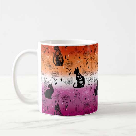 Lesbischer Pride Black Cat - Mystische Hexerei Kaffeetasse (Links)