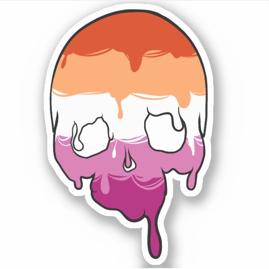 Lesbischer Pride Dripping Skull Aufkleber (Vorderseite)